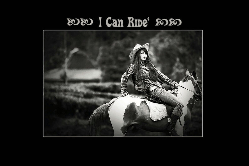 Woman Riding a Horse — Black, Dramatic, Photograph