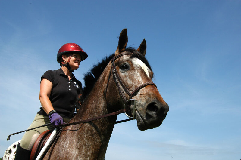 Woman Riding a Horse — Blue