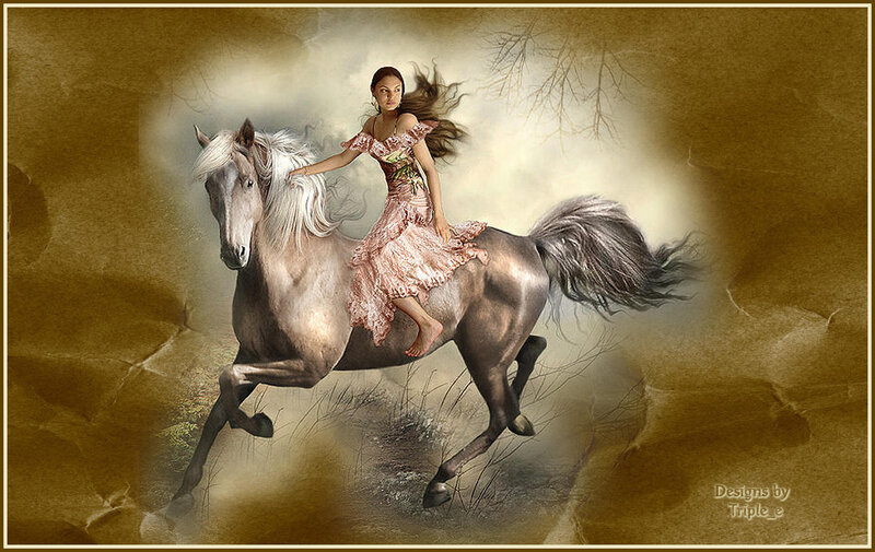 Woman Riding a Horse — Brown, Dramatic, Digital Art