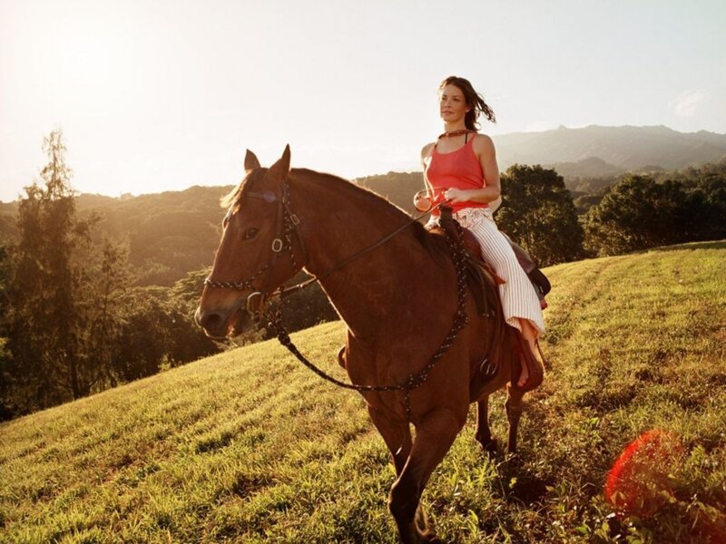 Woman Riding a Horse — Green