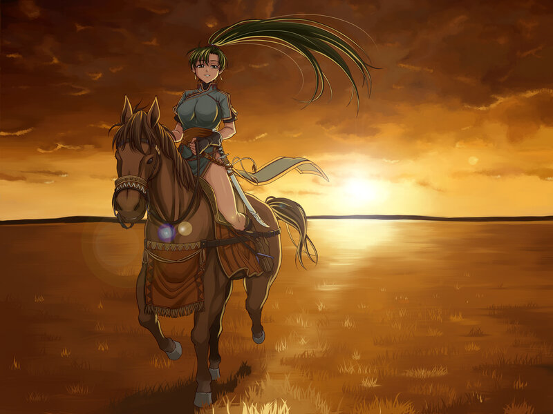 Woman Riding a Horse — Orange