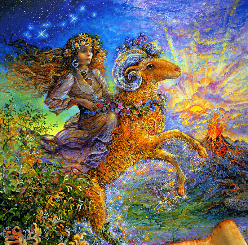 Woman Riding a Ram