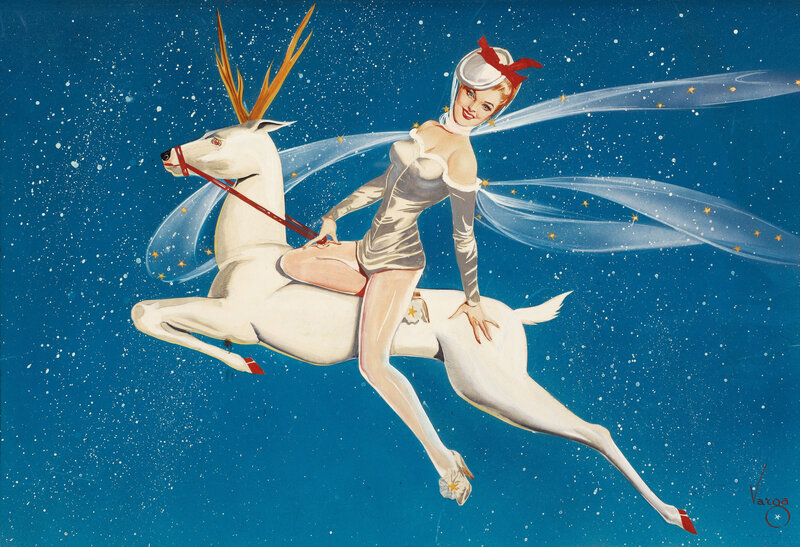 Woman riding a reindeer