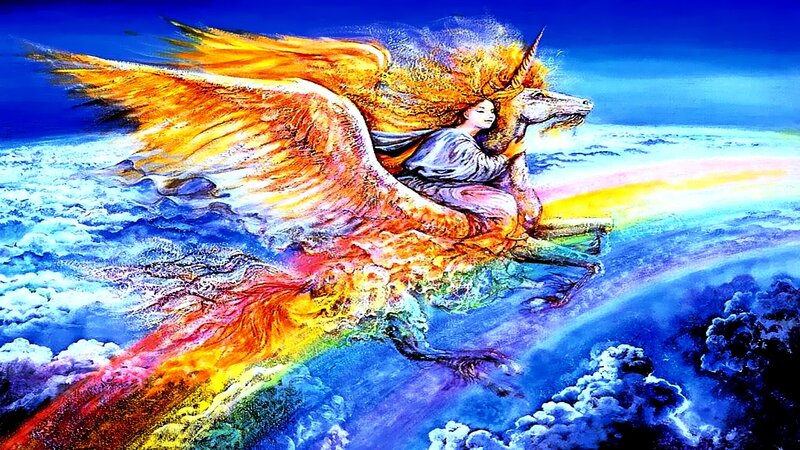 woman riding a winged unicorn