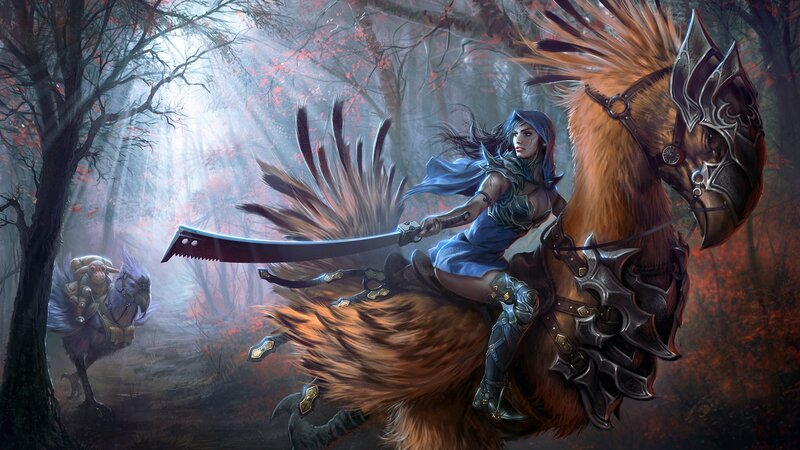 Woman Riding Armored Bird