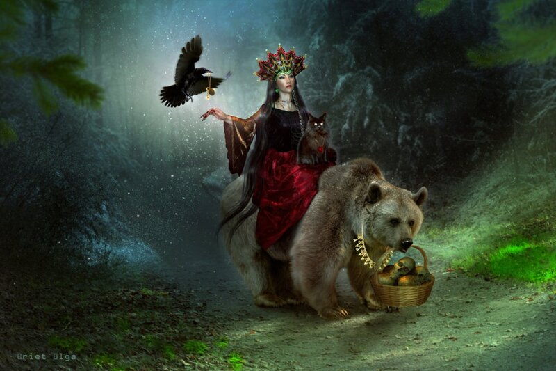 Woman Riding Bear — Green