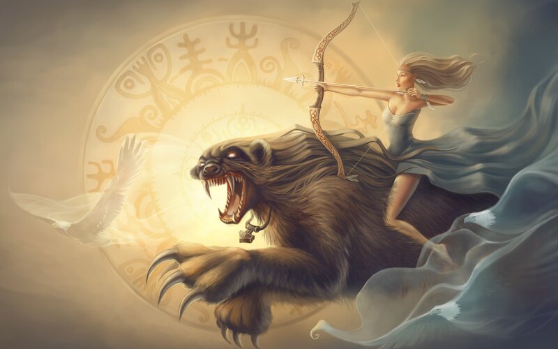 Woman Riding Bear