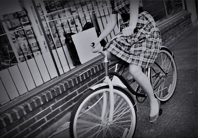 Woman Riding Bicycle — Black, Dynamic