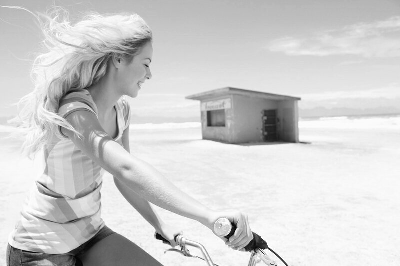 Woman Riding Bicycle — Black