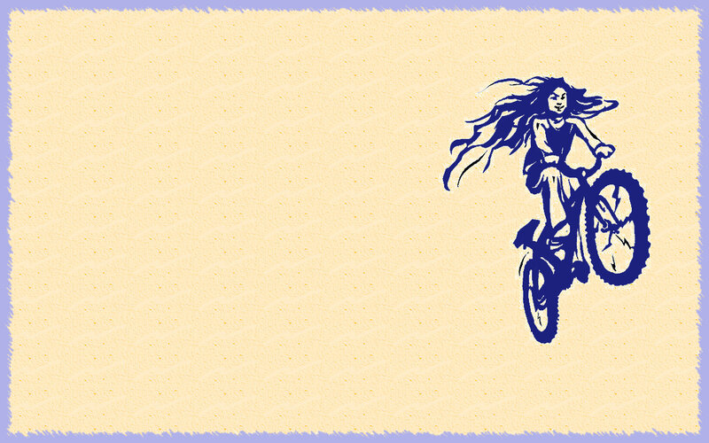 Woman Riding Bicycle — Blue, Dynamic