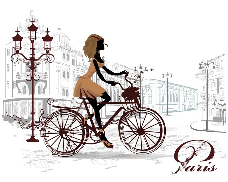 Woman Riding Bicycle — Brown