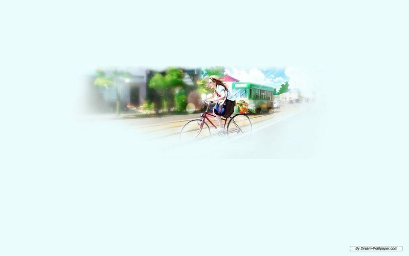 Woman Riding Bicycle — White, Serene