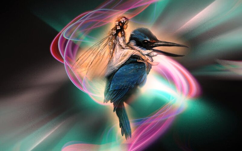 Woman Riding Bird