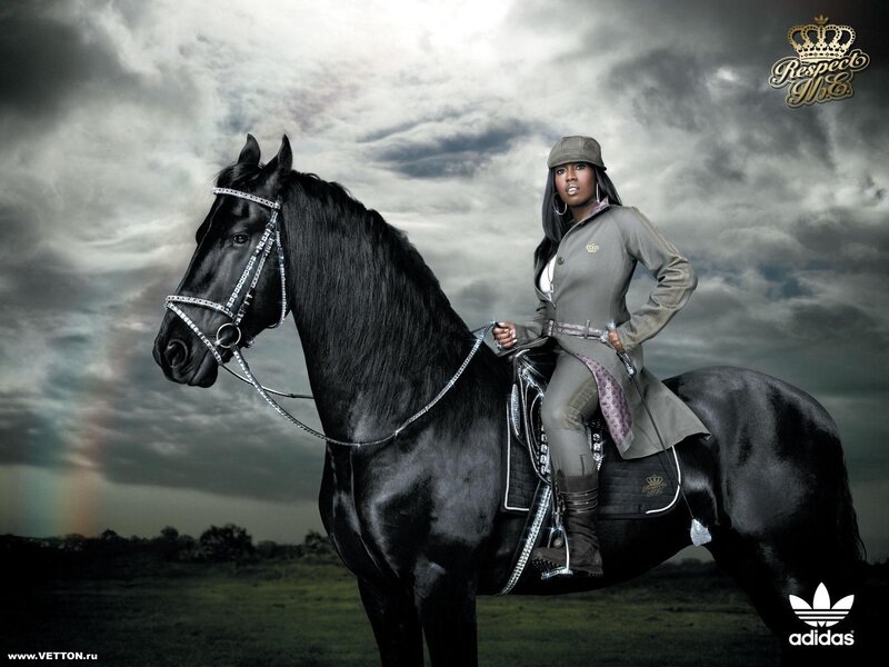 Woman Riding Black Horse — Dramatic