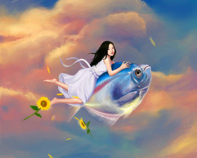 Woman Riding Fish