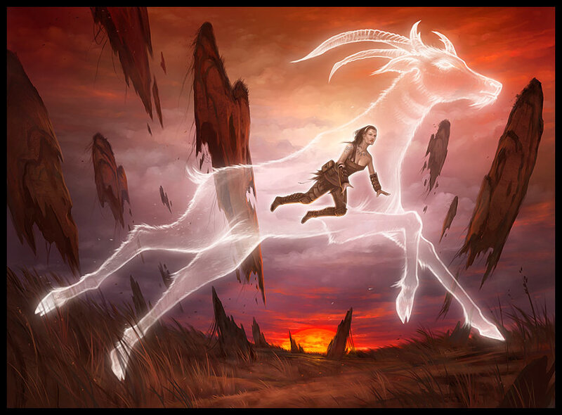 Woman Riding Ghostly Goat