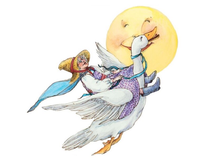 Woman Riding Goose