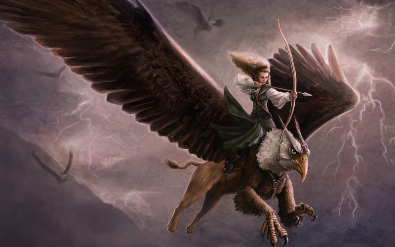 Woman Riding Griffin