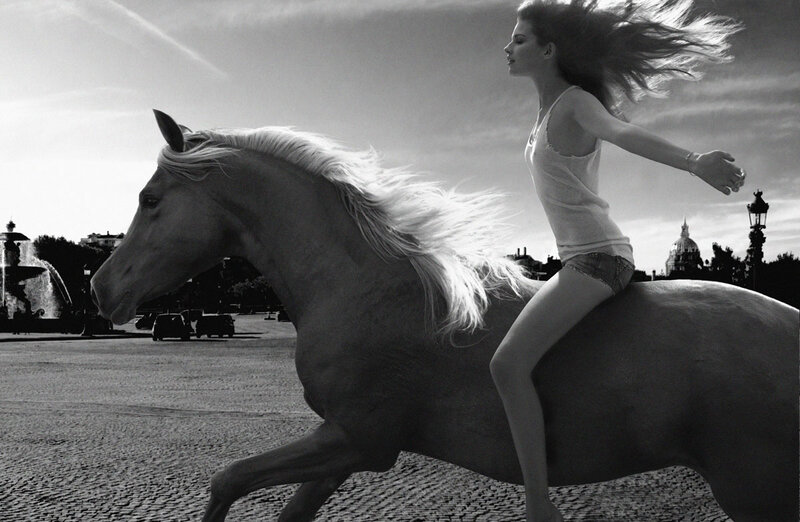 Woman Riding Horse — Black, Dramatic