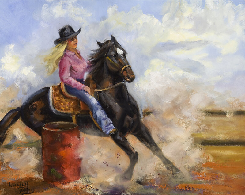 Woman Riding Horse — Blue, Dynamic