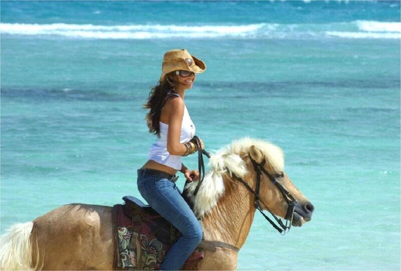 Woman Riding Horse — Blue, Relaxed
