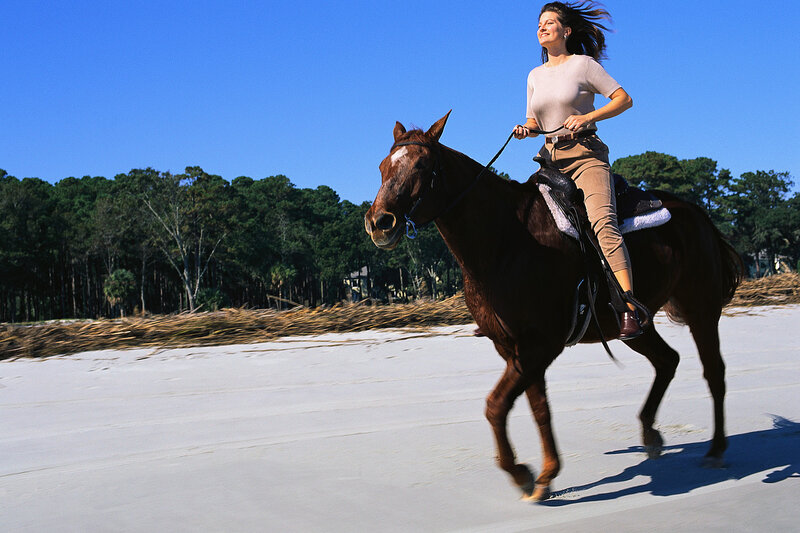 Woman Riding Horse — Blue, Serene, Afternoon, Photograph