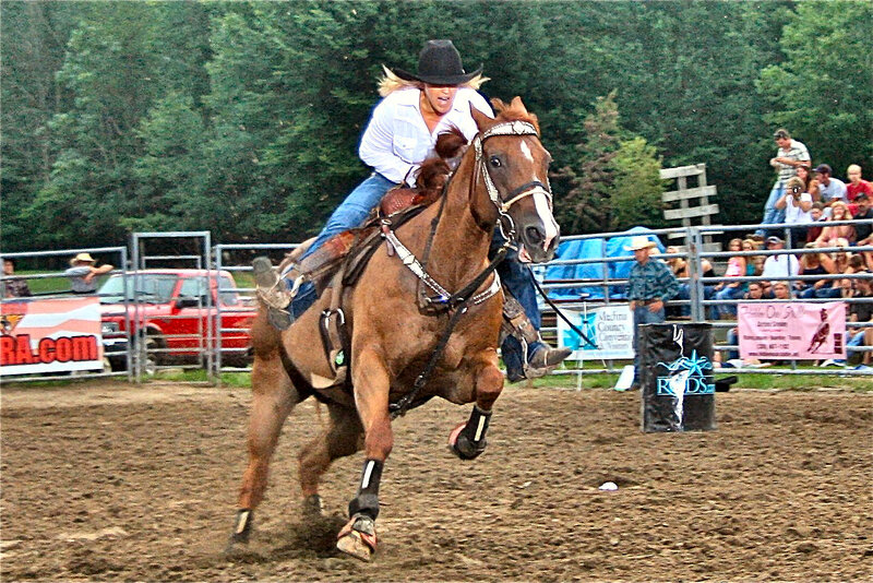 Woman Riding Horse — Brown, Active, Afternoon, Photograph, Crowd