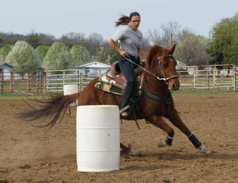 Woman Riding Horse — Brown, Active, Spring