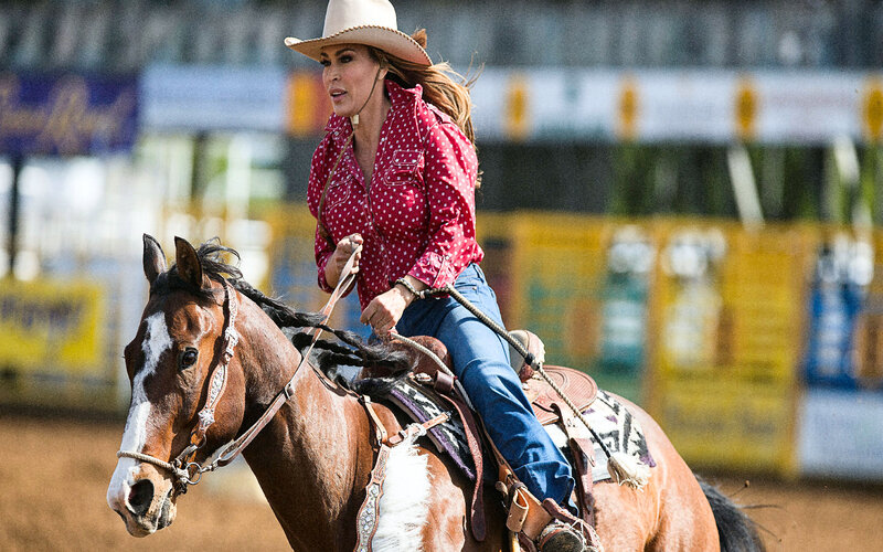 Woman Riding Horse — Brown, Dynamic, Afternoon