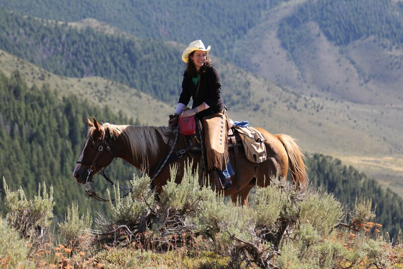 Woman Riding Horse — Brown, Serene, Afternoon, Photograph, Cowboy Hat, Saddle