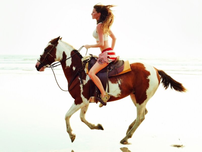 Woman Riding Horse — Brown, Serene