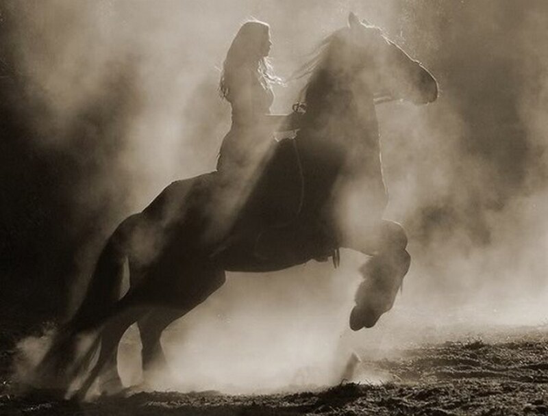 Woman Riding Horse — Brown
