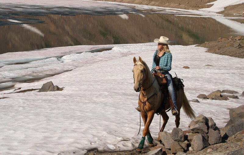Woman Riding Horse — White, Serene, Spring