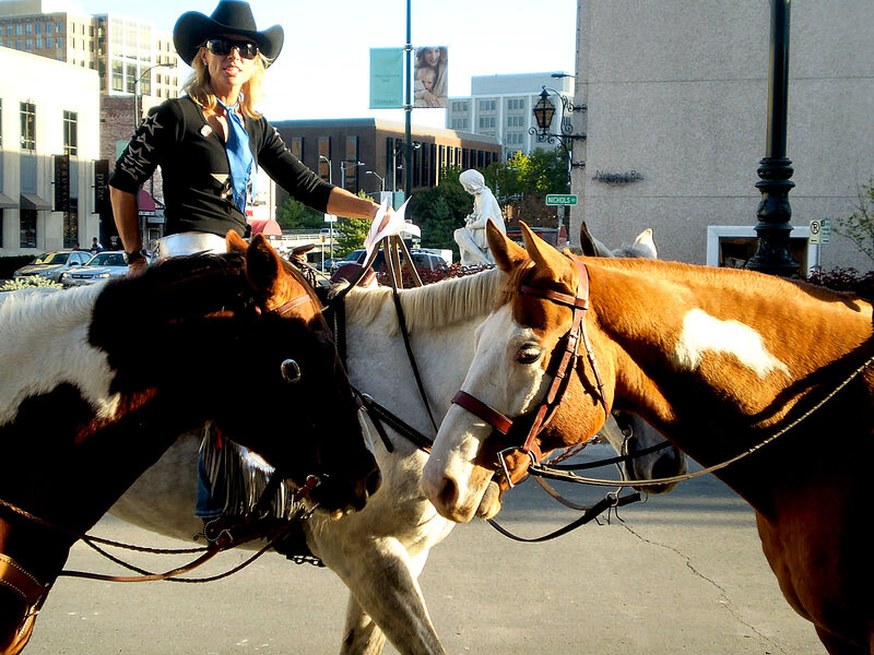 Woman Riding Horses — Brown