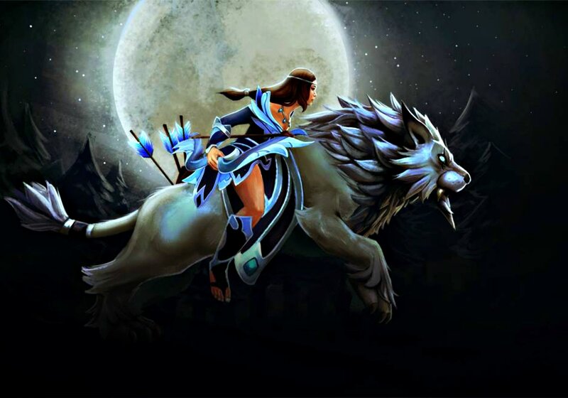 Woman Riding Lion — White