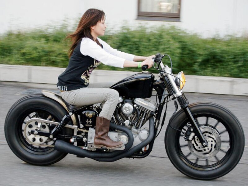 Woman Riding Motorcycle — Black, Active, Afternoon, Photograph