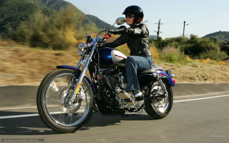 Woman Riding Motorcycle — Blue, Active