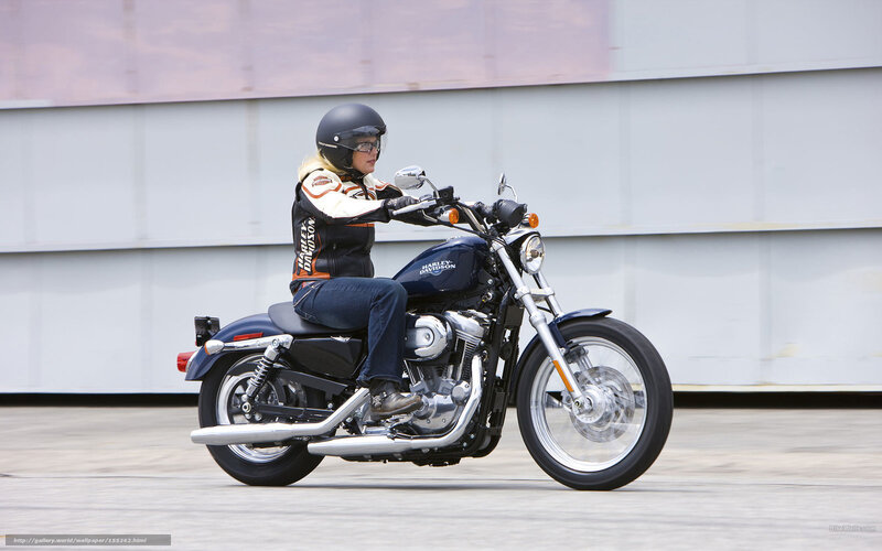Woman Riding Motorcycle — Blue, Calm