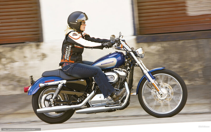 Woman Riding Motorcycle — Blue, Dynamic