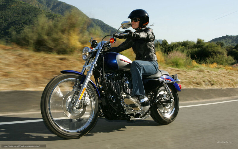 Woman Riding Motorcycle — Blue