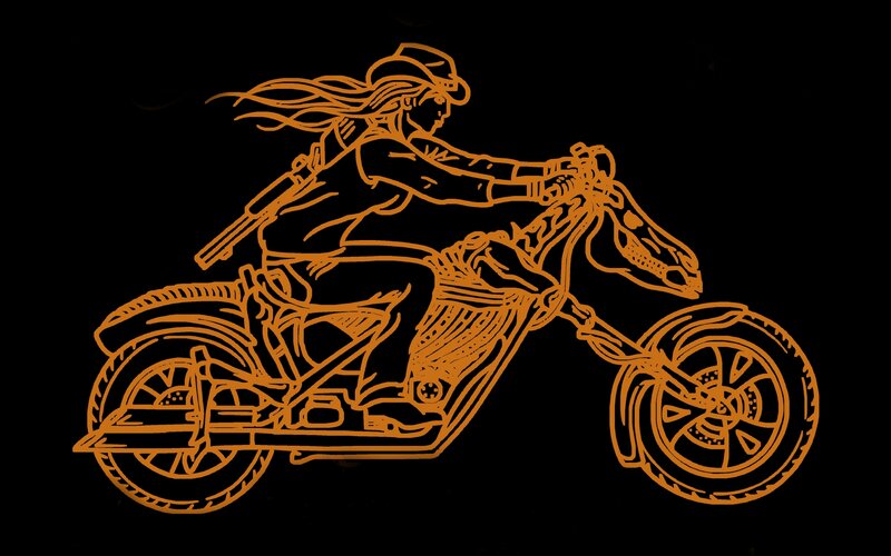 Woman Riding Motorcycle — Orange