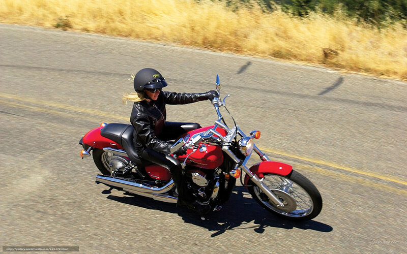 Woman Riding Motorcycle — Red, Active
