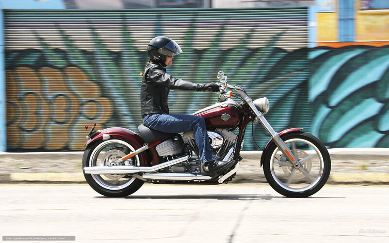Woman Riding Motorcycle — Red, Dynamic