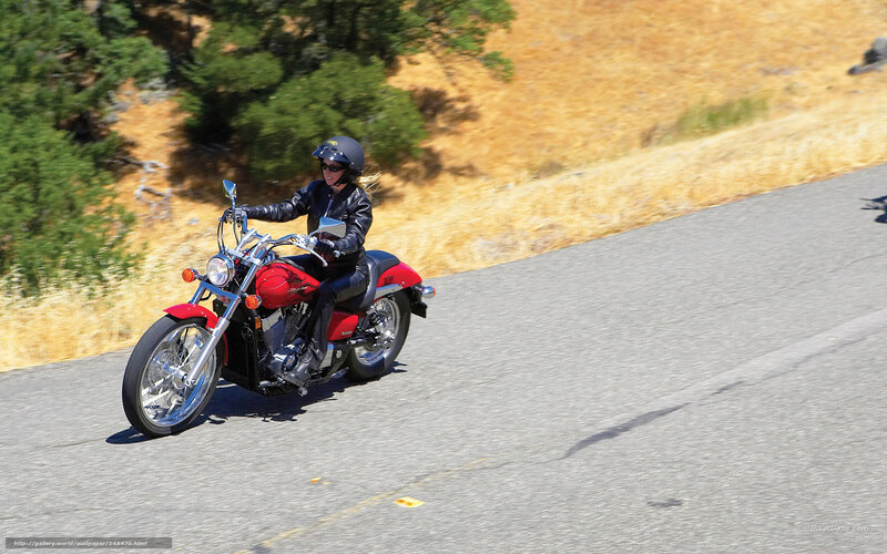 Woman Riding Motorcycle — Red