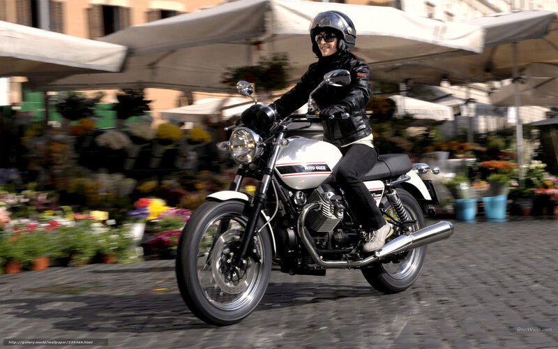 Woman Riding Motorcycle — White, Dynamic