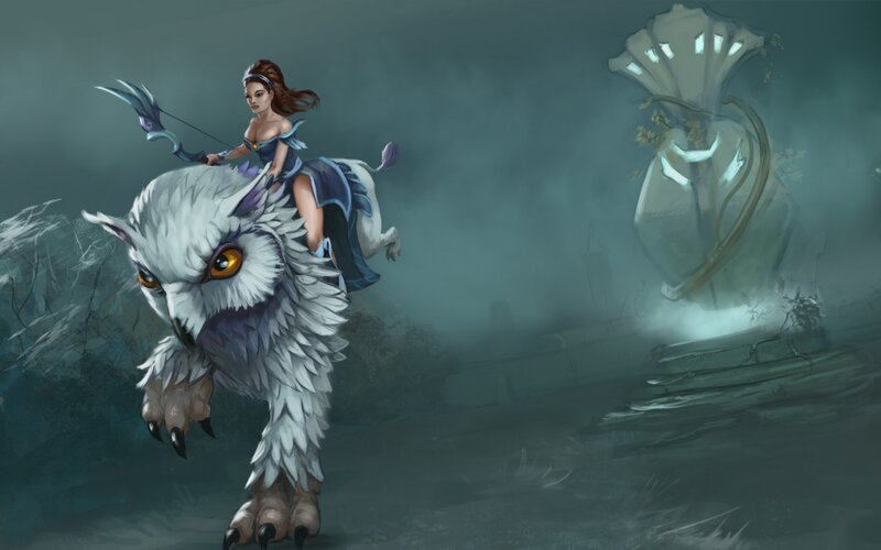 Woman Riding Owl — Gray