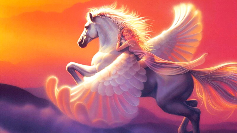 Woman Riding Pegasus