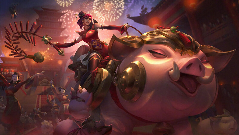 Woman Riding Pig — Red