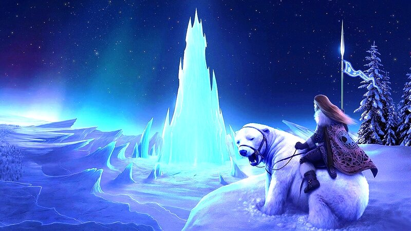 Woman Riding Polar Bear — Blue