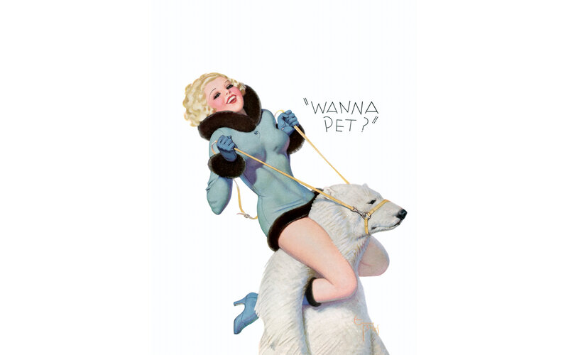 Woman riding polar bear